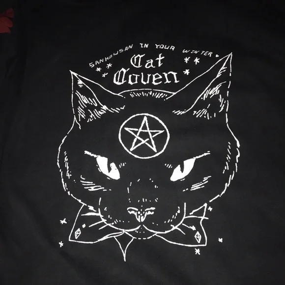 * SOLD * π€SANKOUSAN CAT COVEN SWEATER WITH FAUX FUR LINING SIZE Sπ€ - Picture 1 of 11